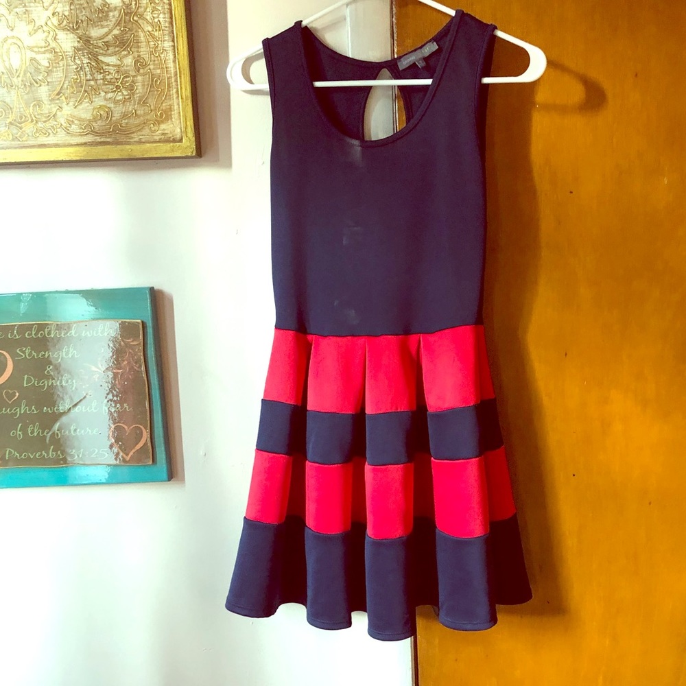 Flashing lights sleeveless dress, size S red/navy